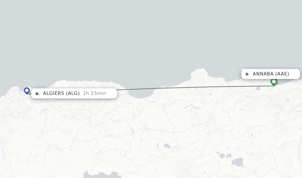 Flights from Annaba to Algiers route map