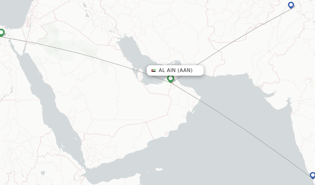 Flights from Al Ain to Turbat route map