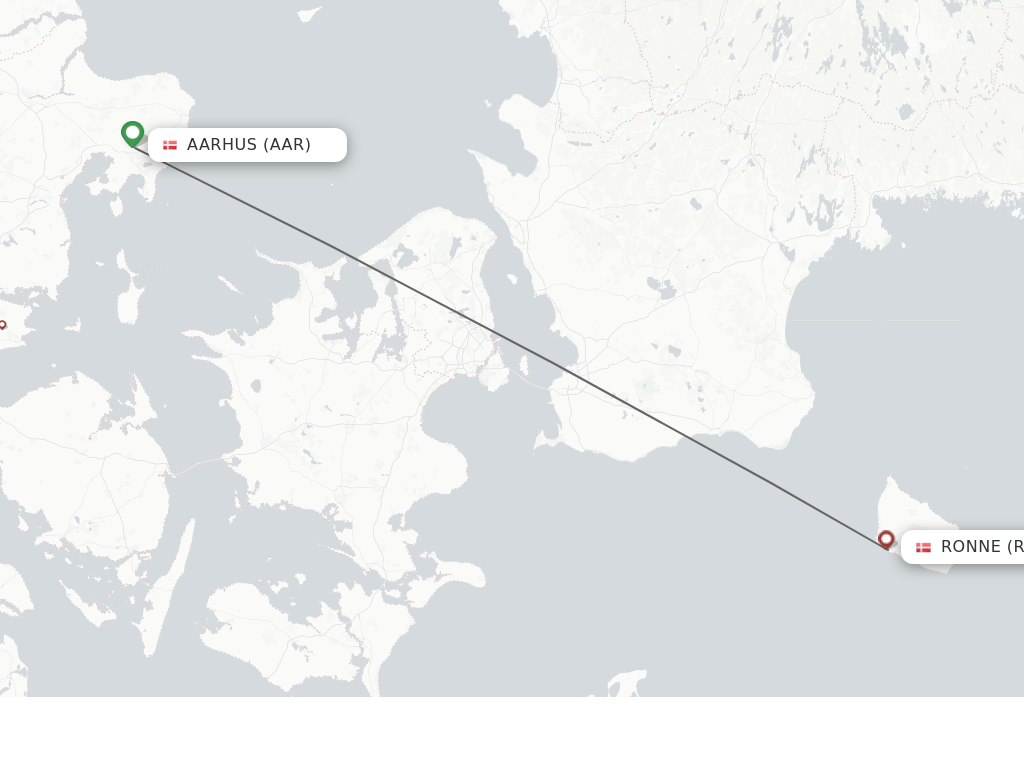 Flights from Aarhus to Bornholm route map