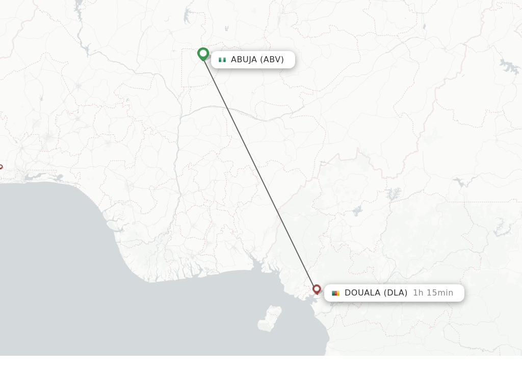 Flights from Abuja to Douala route map