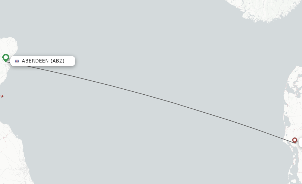 Flights from Aberdeen to Esbjerg route map