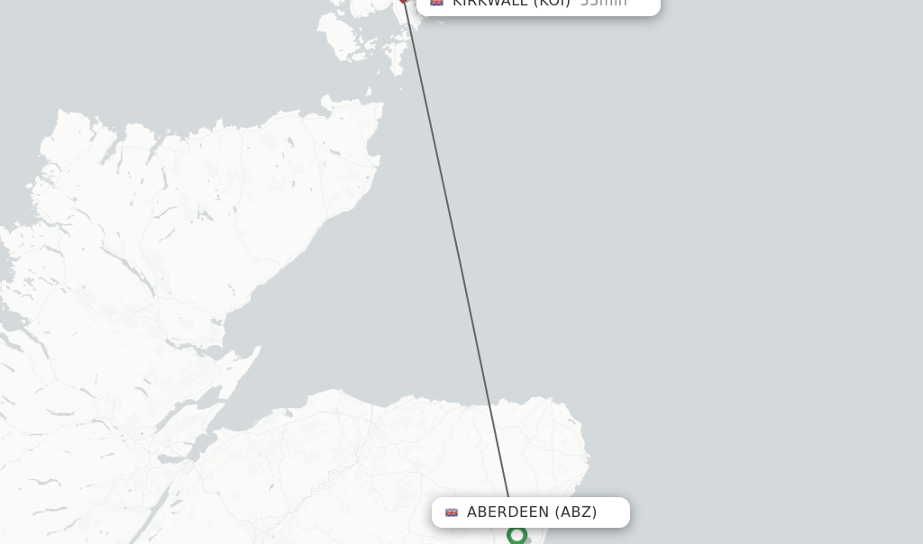 Flights from Aberdeen to Kirkwall route map