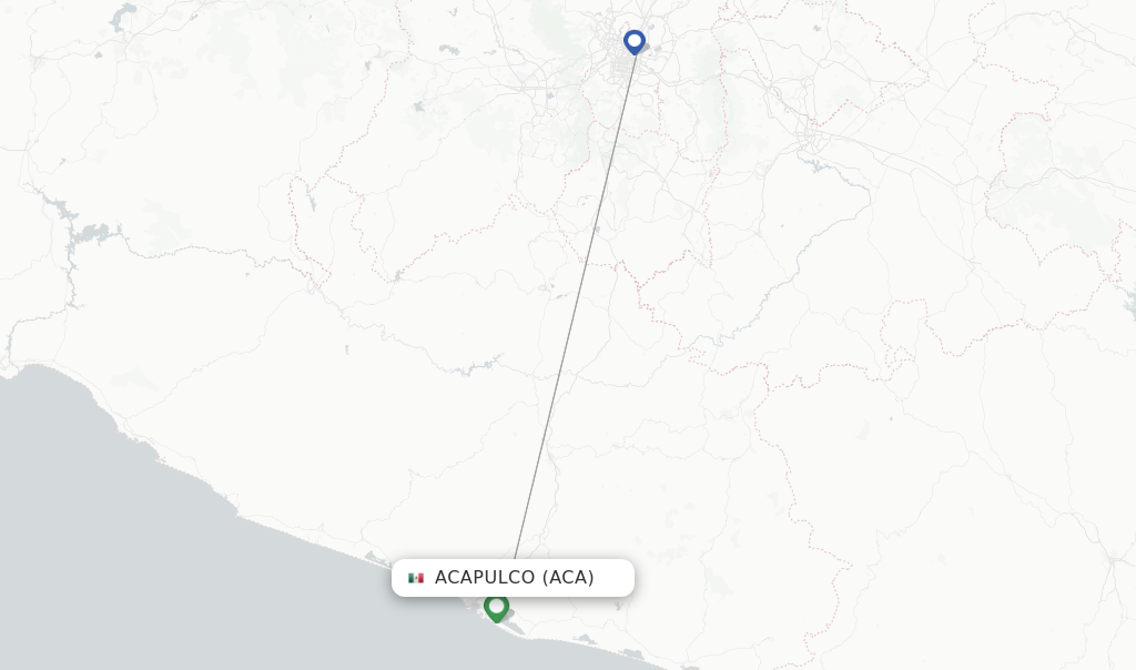 Route map with flights from Acapulco with Aeromexico