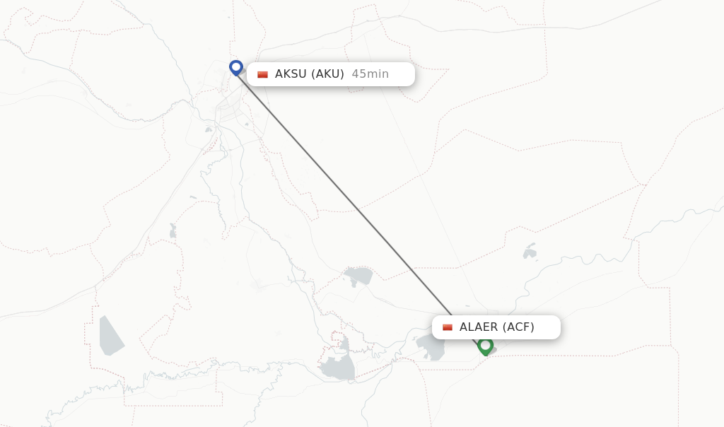 Flights from Alaer to Aksu route map