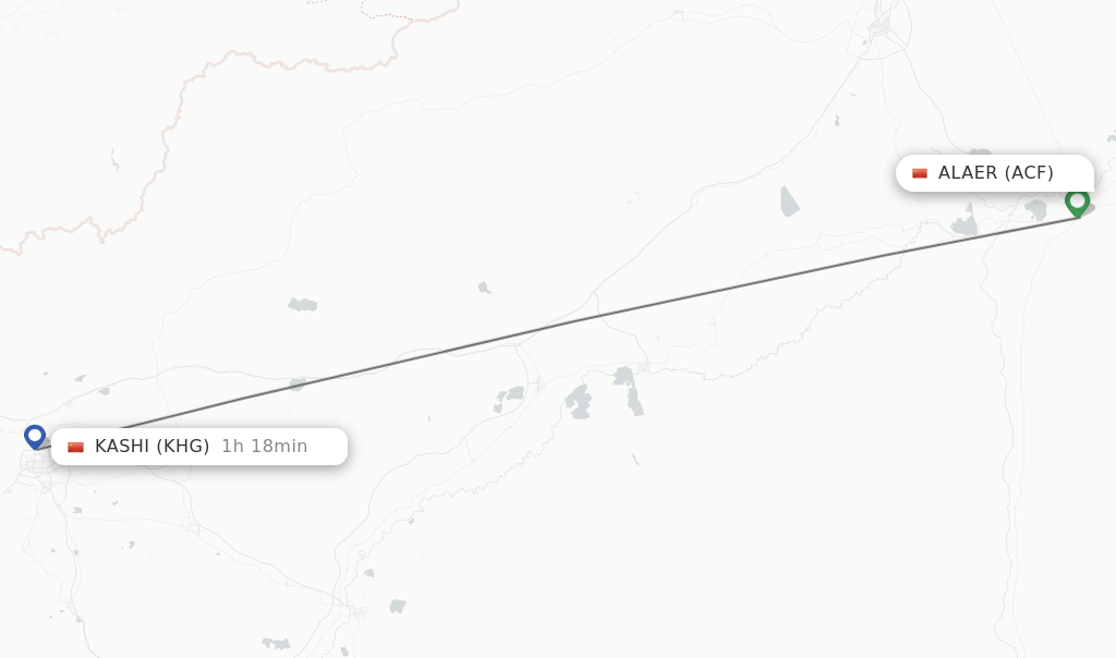 Flights from Kashi to Alaer route map