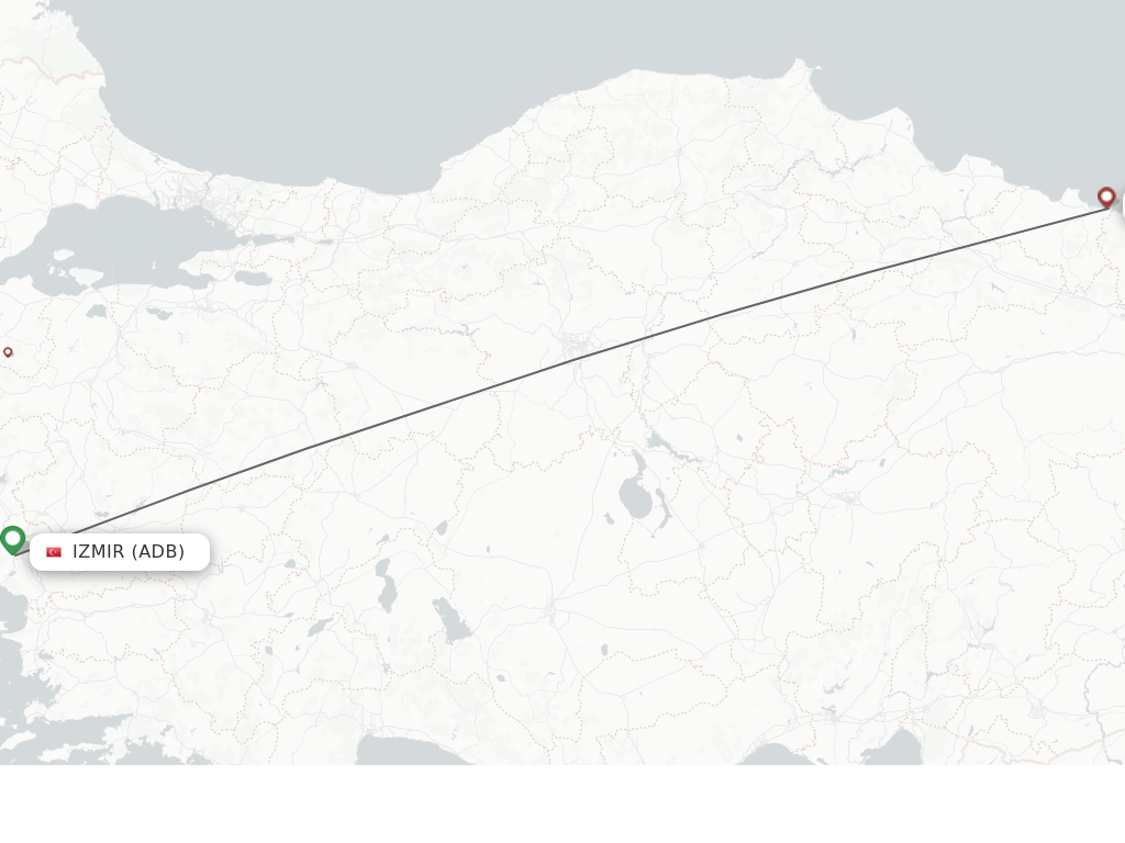 Flights from Izmir to Gulyali route map