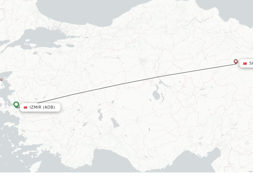 Flights from Izmir to Sivas route map
