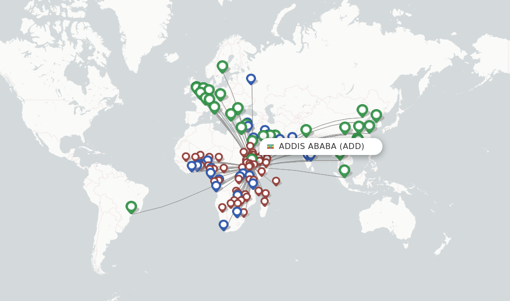 Flights from Addis Ababa to Bangui route map
