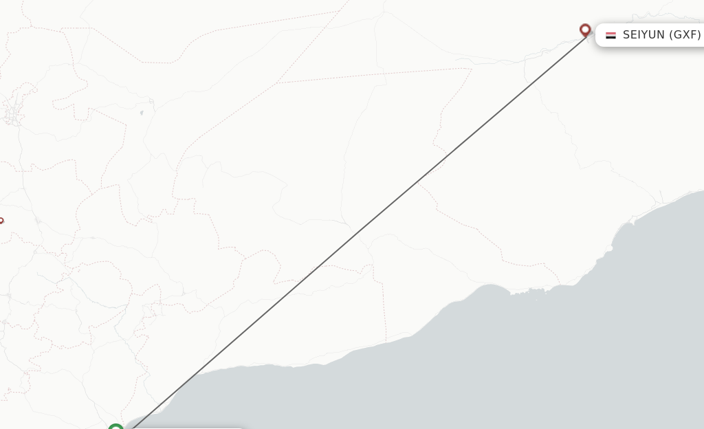 Flights from Aden to Seiyun route map