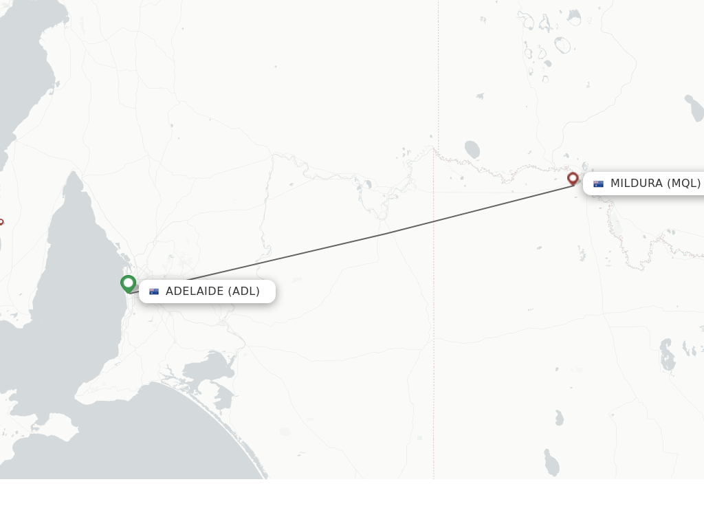 Flights from Adelaide to Mildura route map