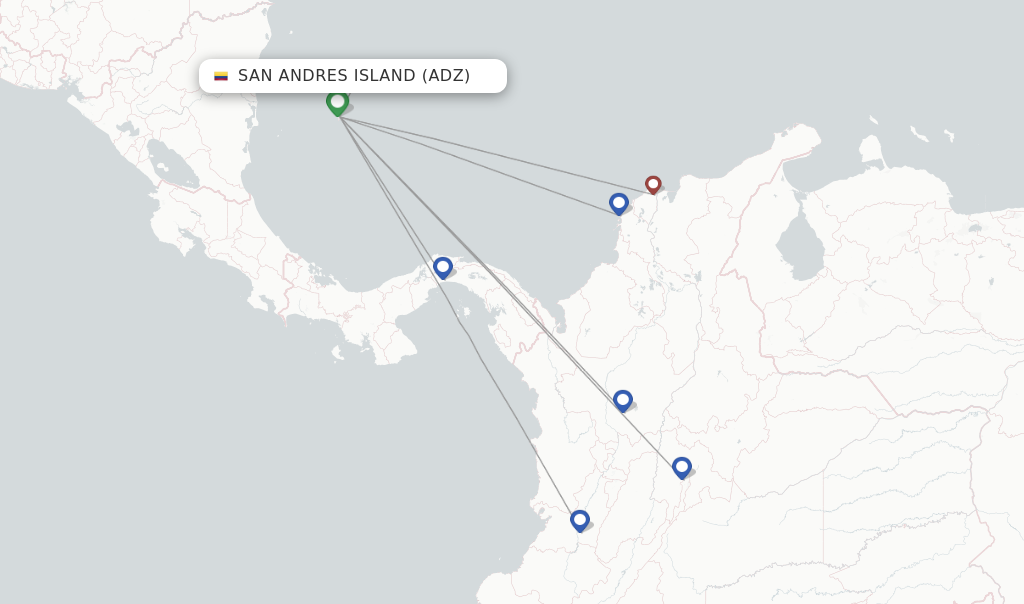 San Andres Island flight map