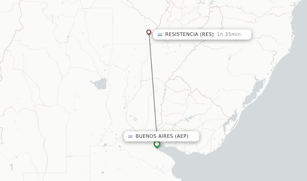 Flights from Buenos Aires to Resistencia route map