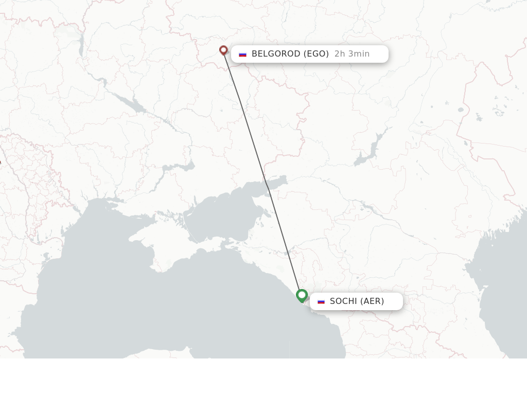 Flights from Adler/Sochi to Belgorod route map