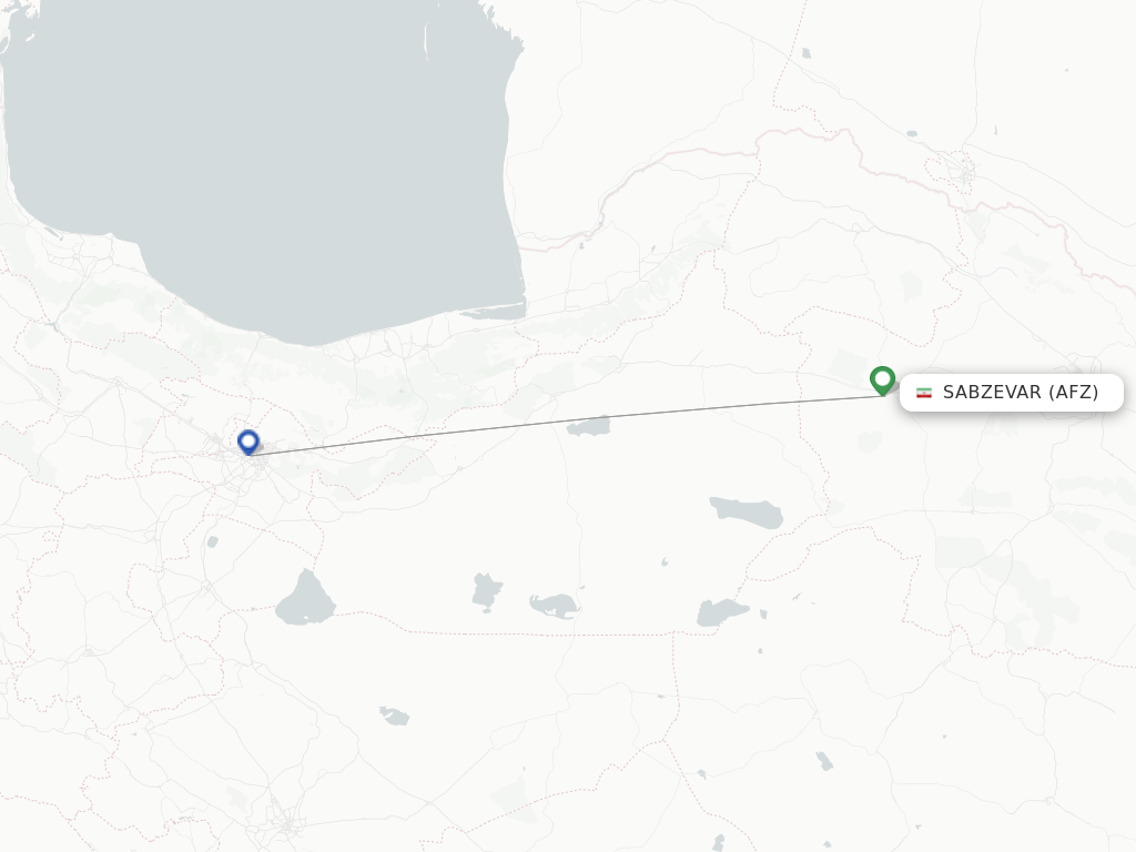 Sabzevar flight map