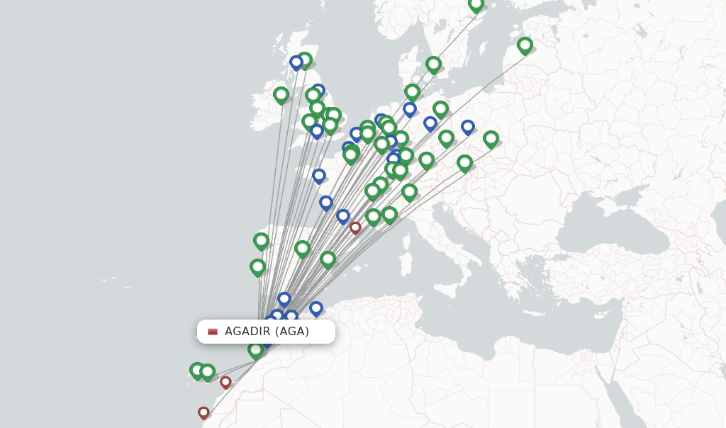 Agadir flight map