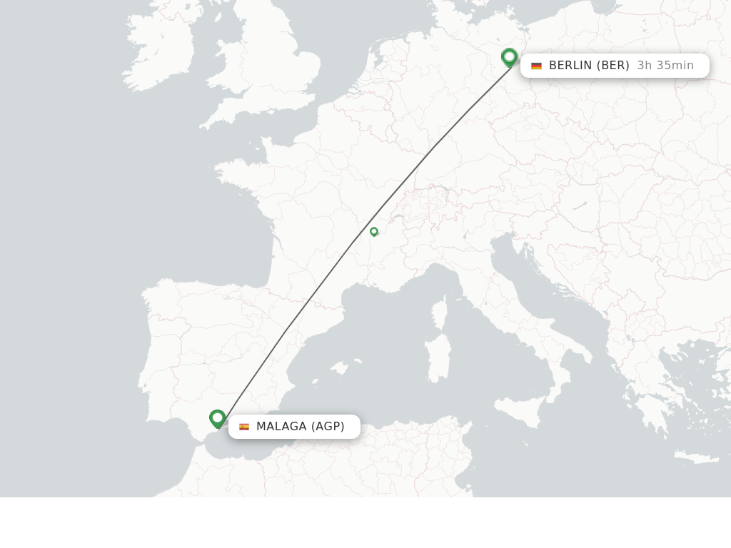 Flights from Malaga to Berlin route map