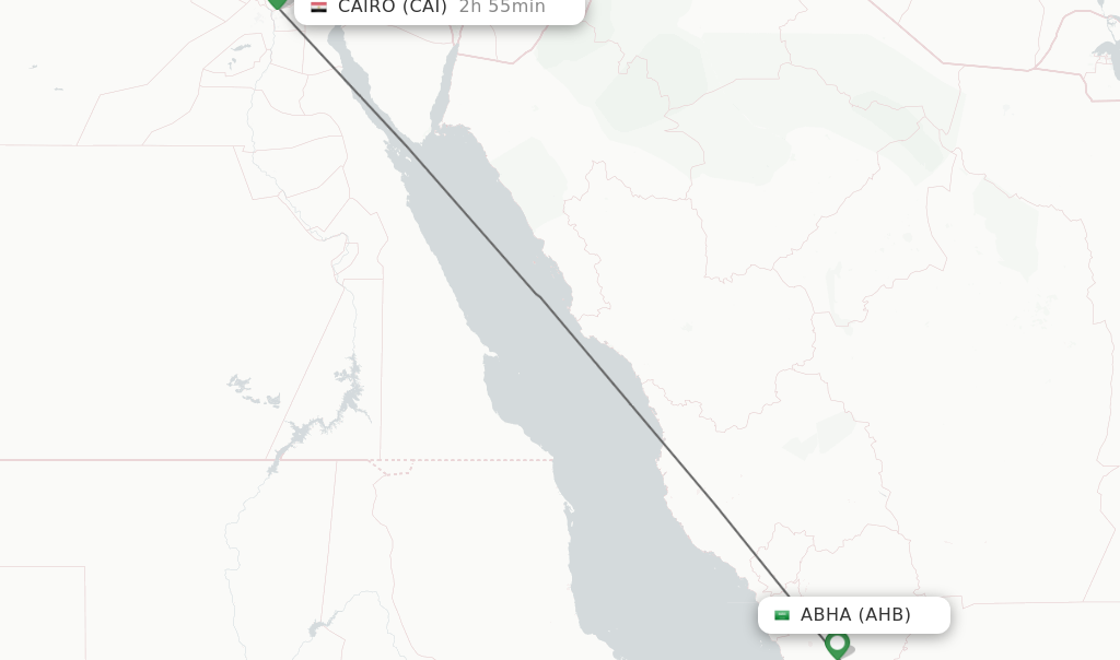 Flights from Abha to Cairo route map