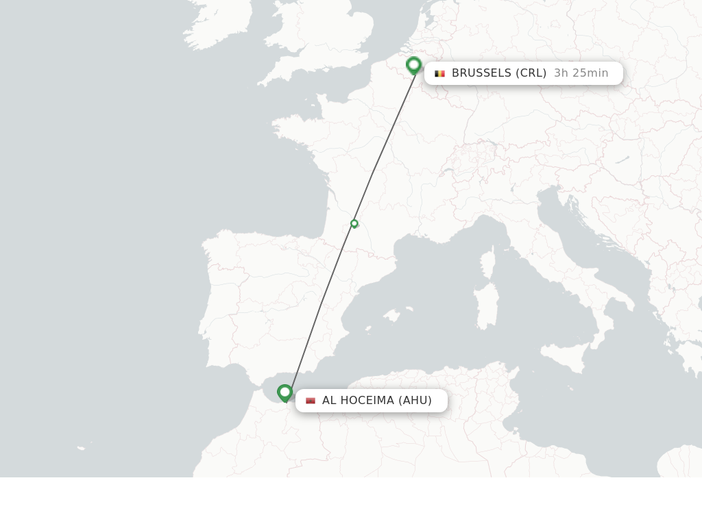 Flights from Al Hoceima to Brussels route map