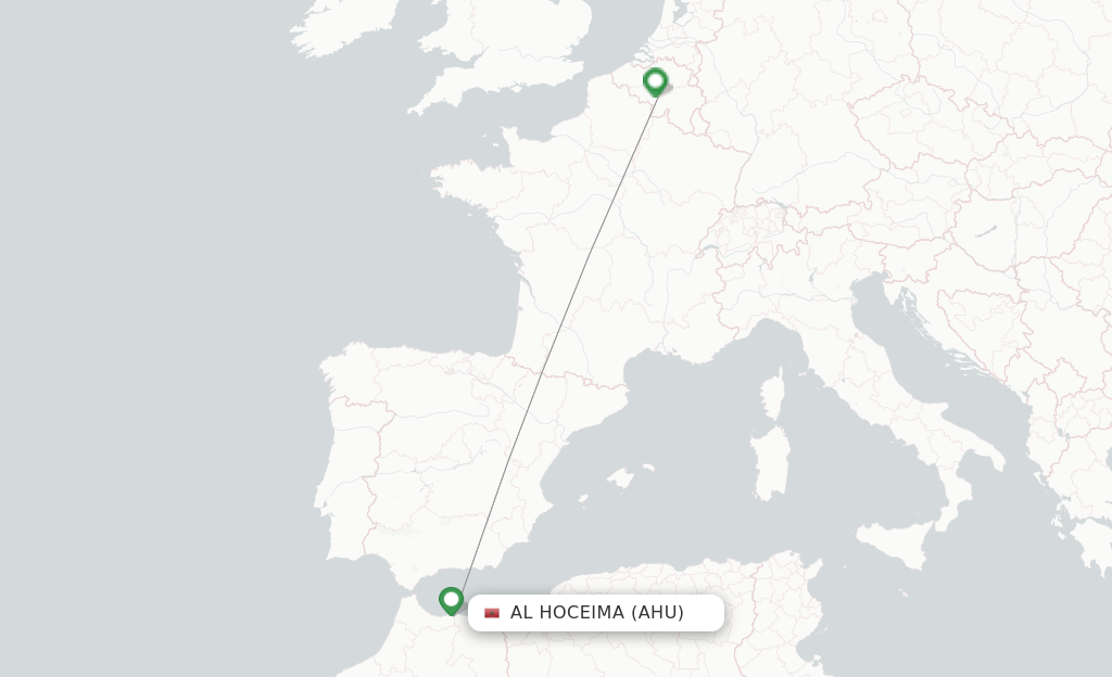 Route map with flights from Al Hoceima with TUI fly