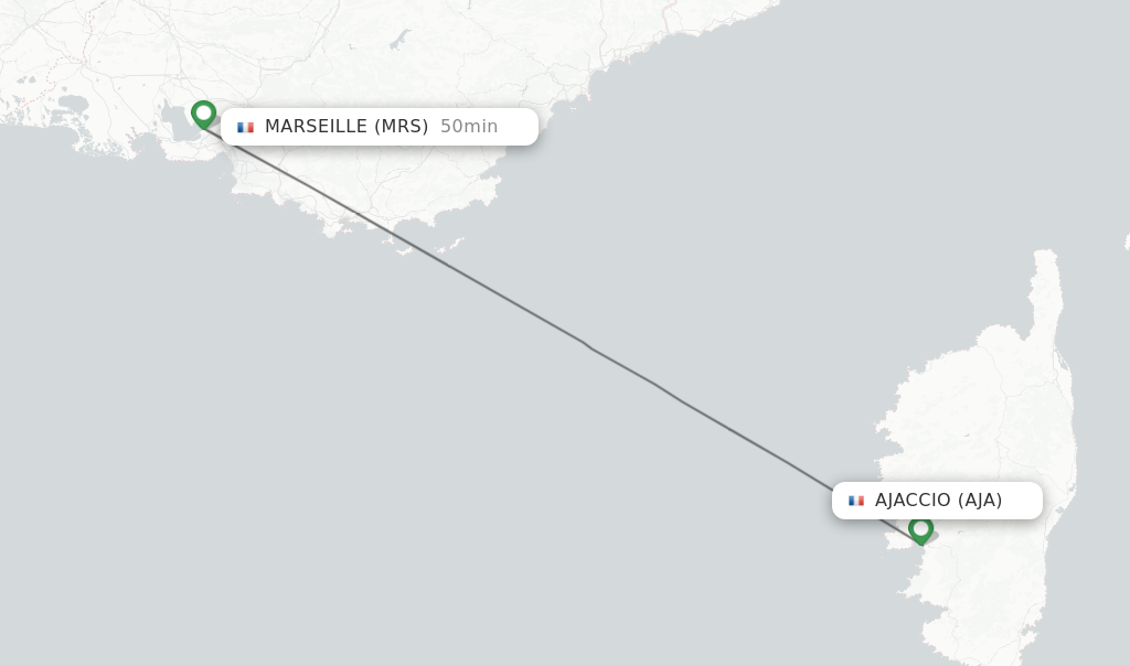 Flights from Ajaccio to Marseille route map