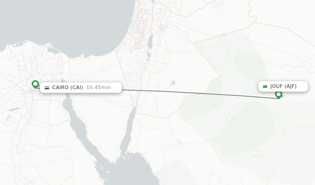 Flights from Jouf to Cairo route map