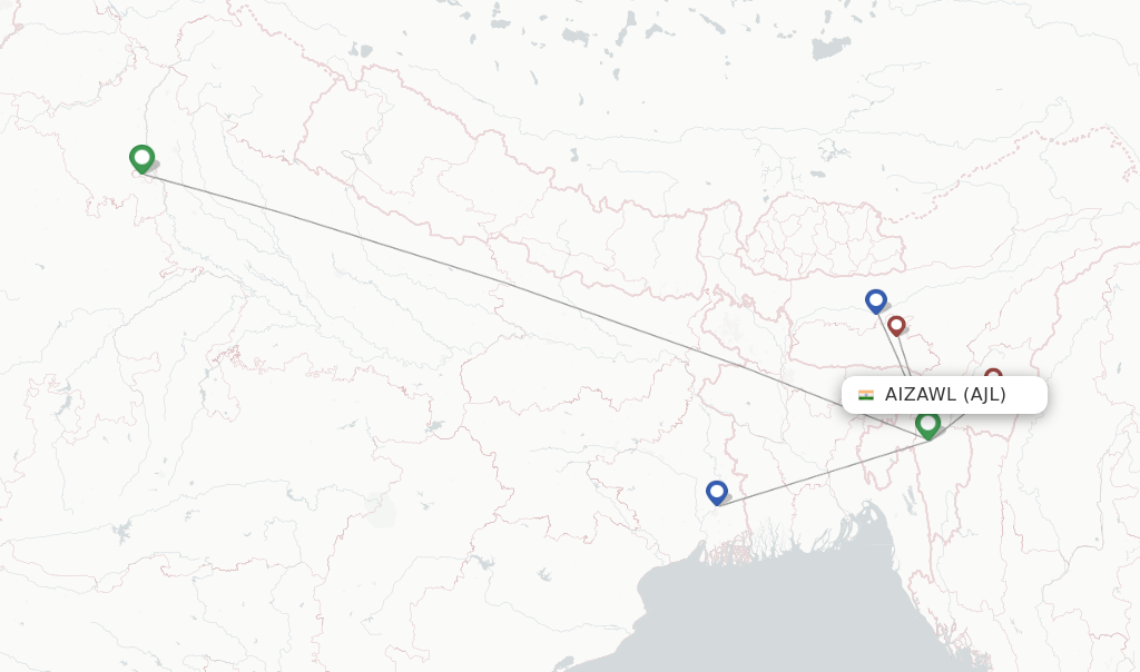 Aizawl flight map