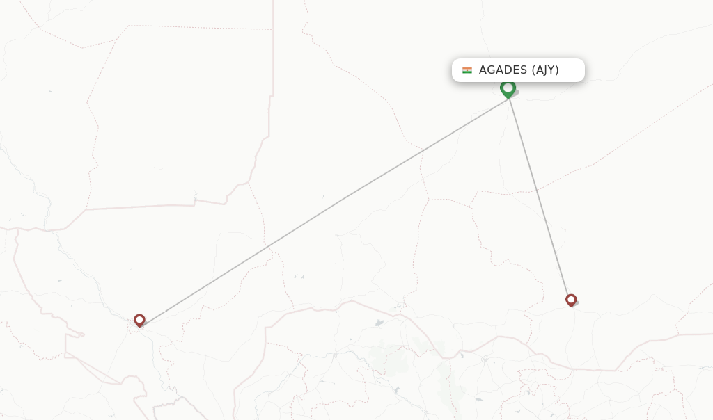 Flights from Agades to Maradi route map