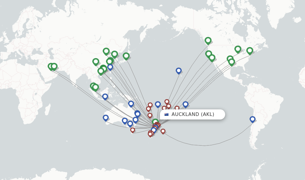 Auckland flight map