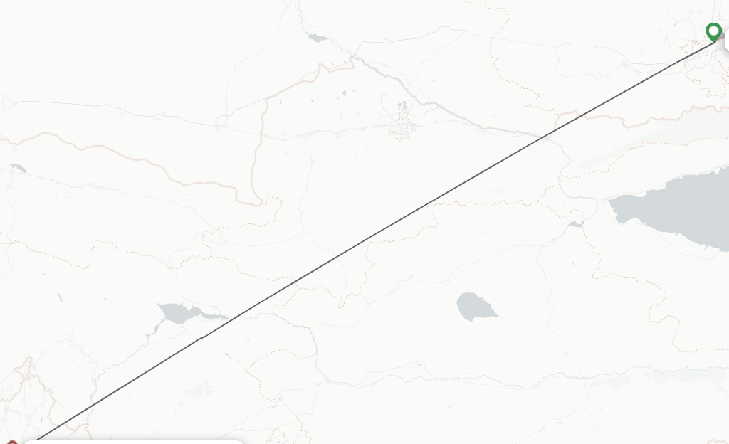 Flights from Almaty to Namangan route map