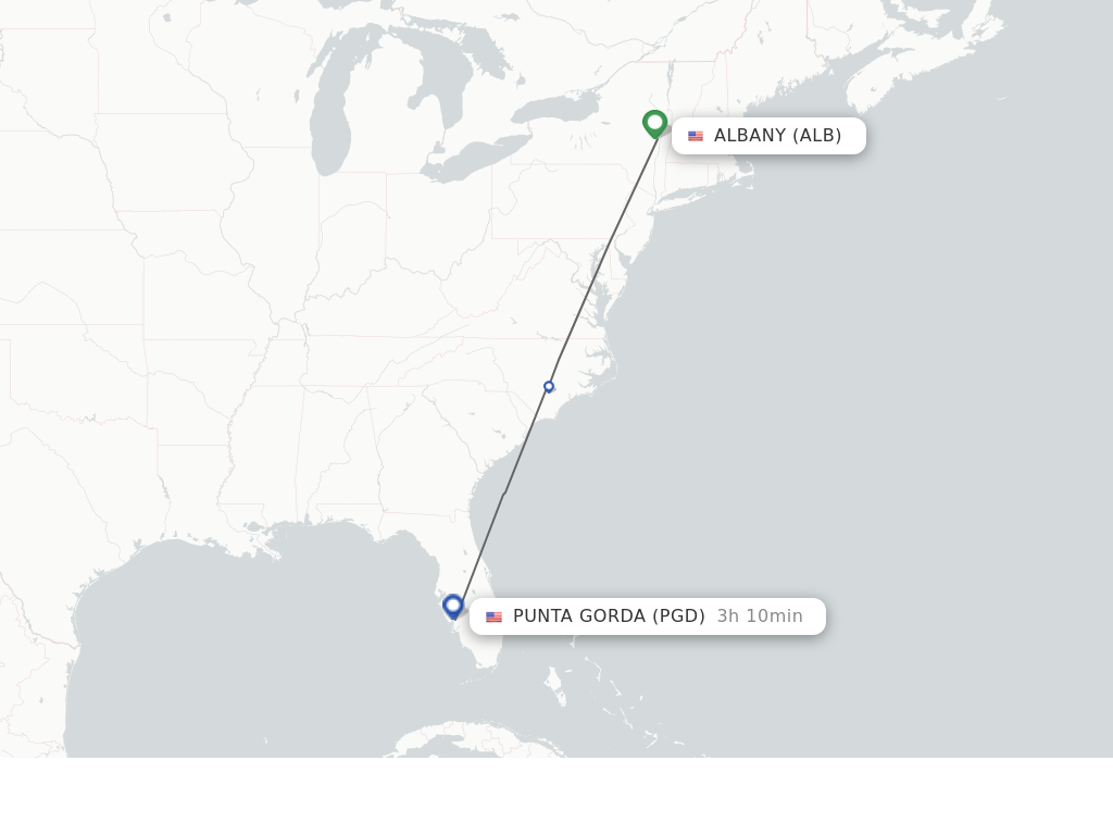Flights from Albany to Punta Gorda route map