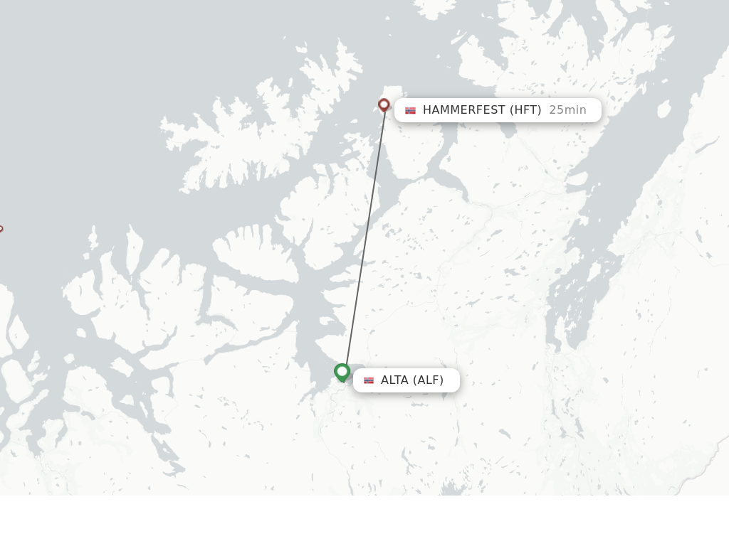Flights from Alta to Hammerfest route map