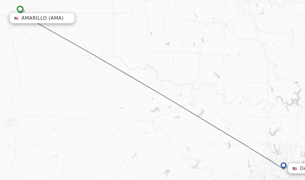 Flights from Amarillo to Dallas route map