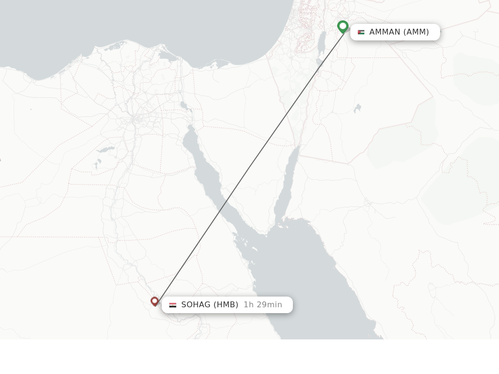 Flights from Amman to Sohag route map