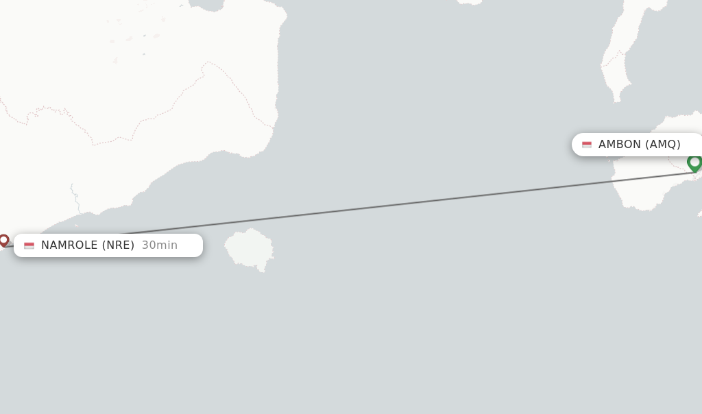 Flights from Ambon to Namrole route map