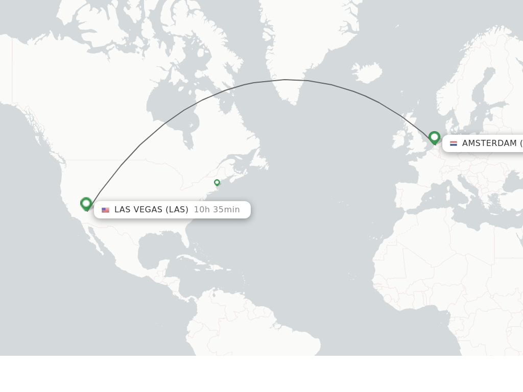 Flights from Amsterdam to Las Vegas route map