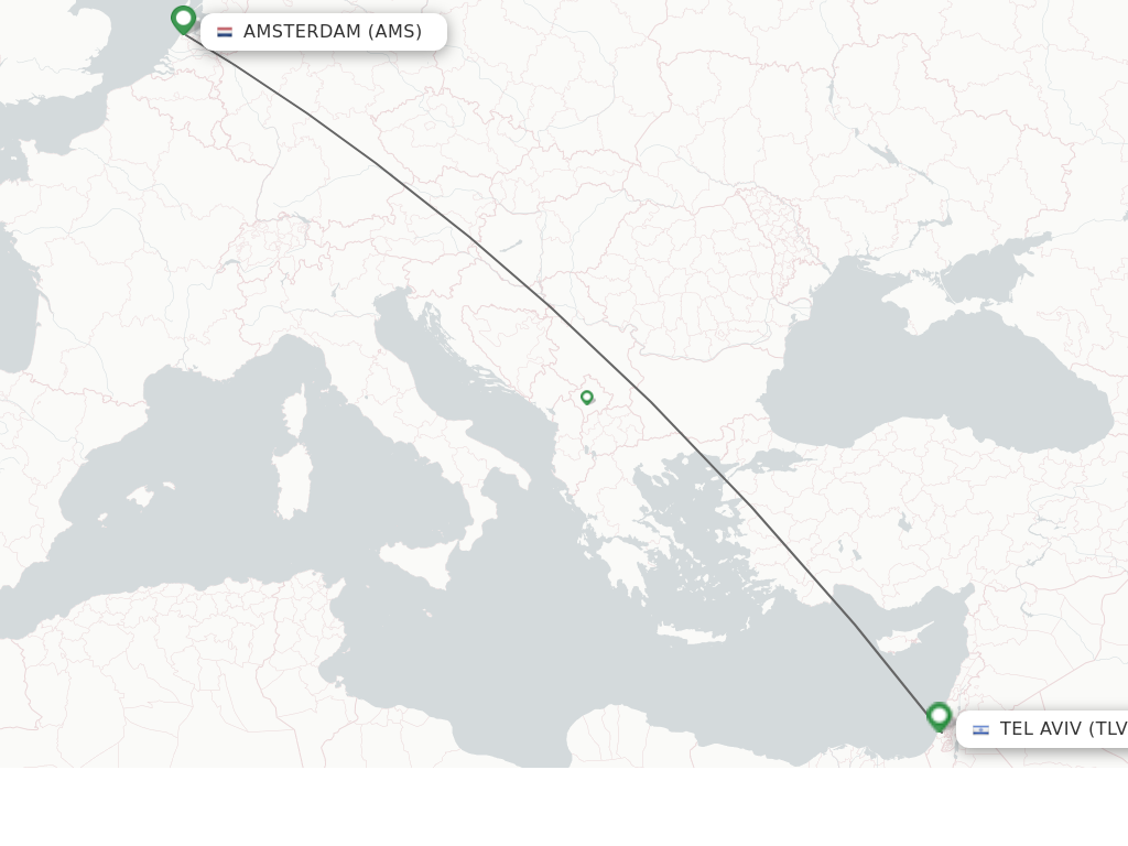 Flights from Amsterdam to Tel Aviv-Yafo route map