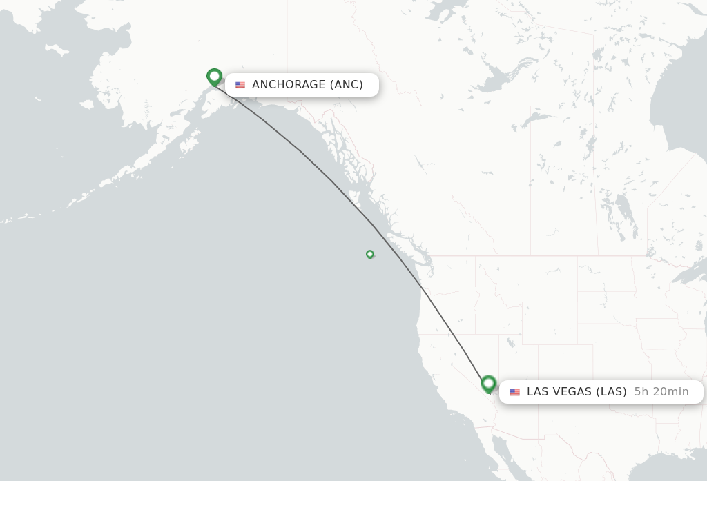 Flights from Anchorage to Las Vegas route map