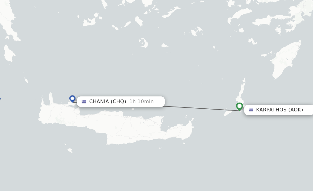 Flights from Karpathos to Chania route map