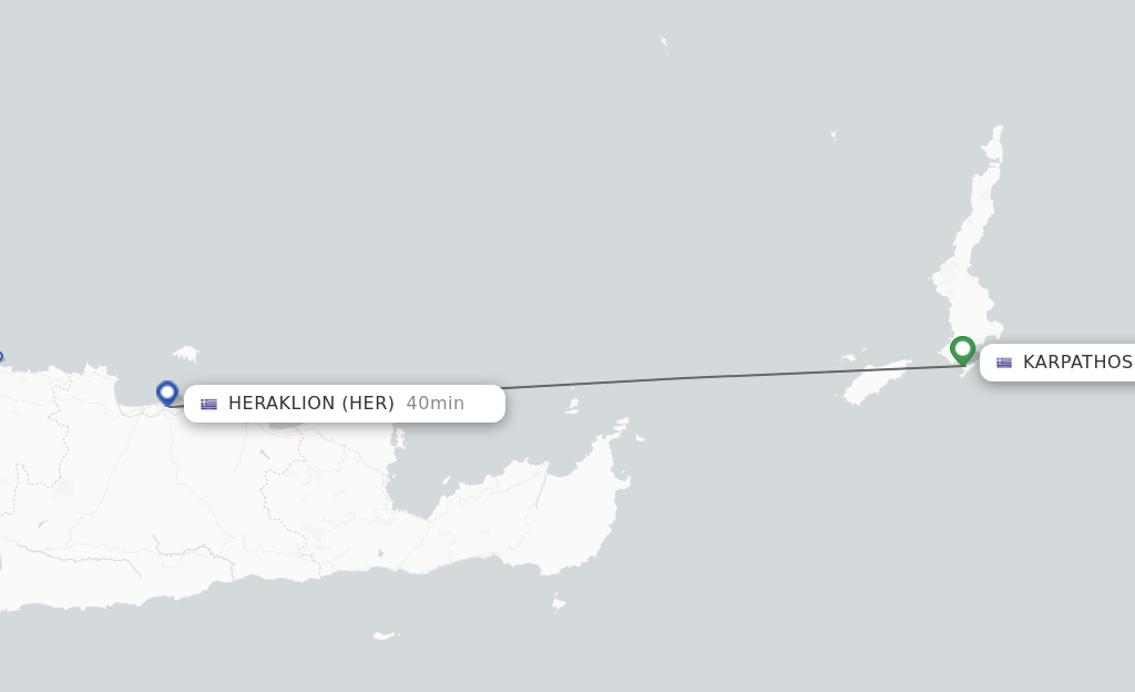 Flights from Karpathos to Heraklion route map