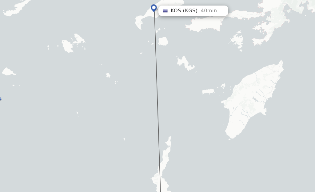 Flights from Karpathos to Kos route map