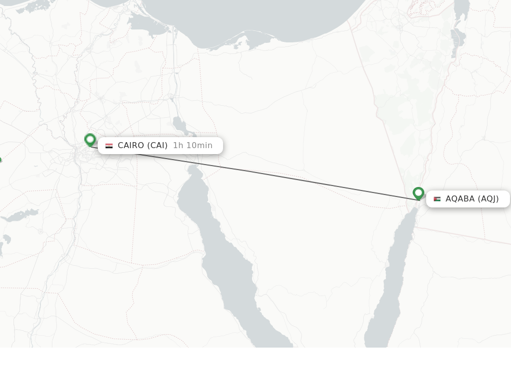 Flights from Aqaba to Cairo route map