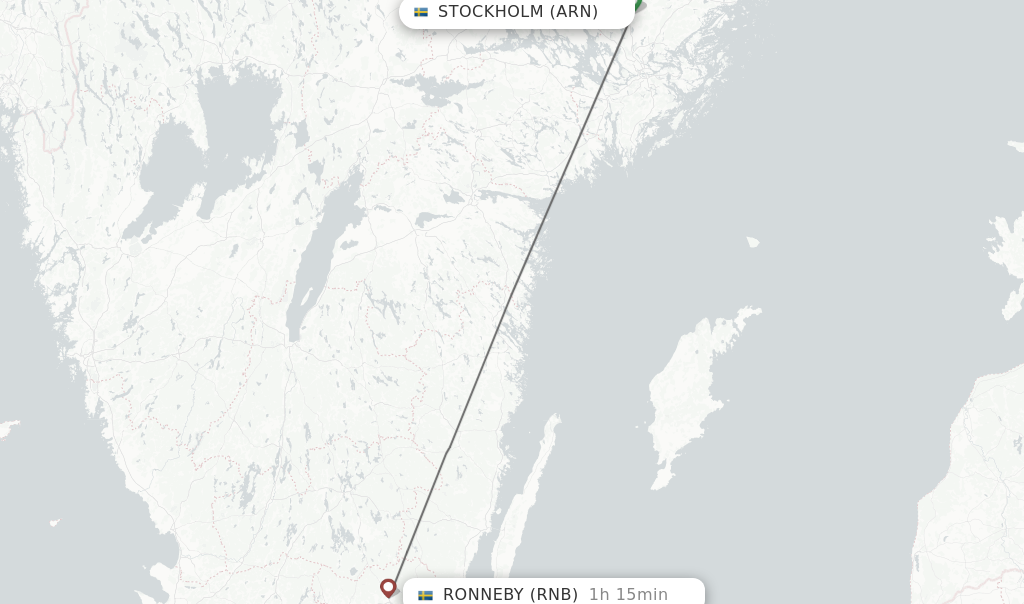 Flights from Stockholm to Ronneby route map