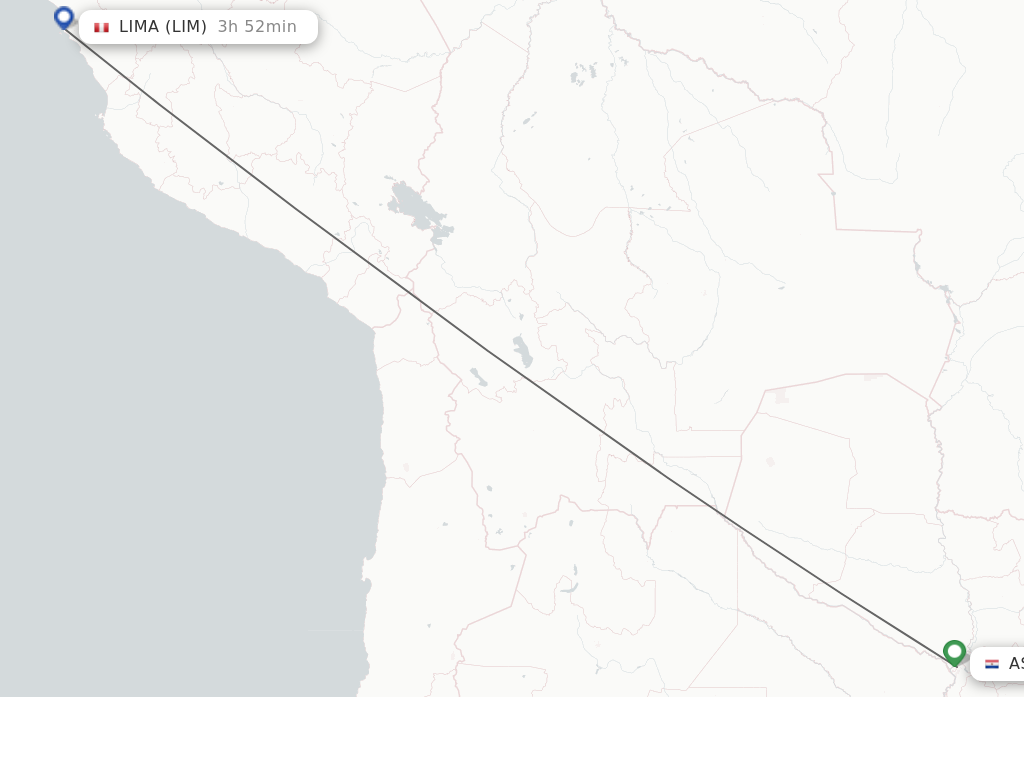 Flights from Asuncion to Lima route map