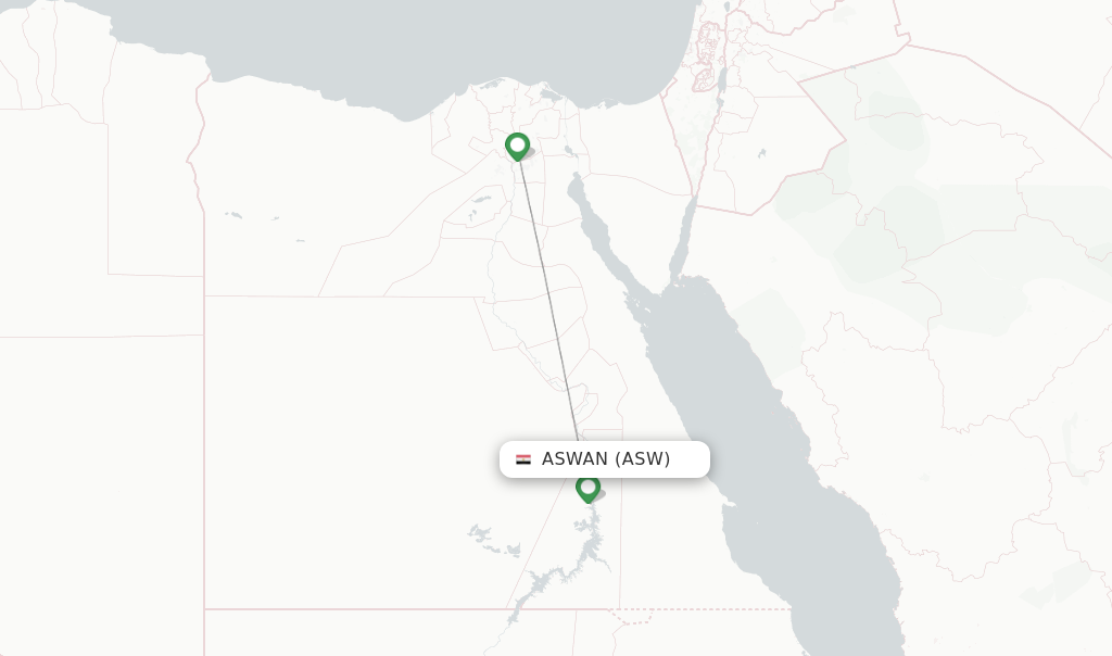 Route map with flights from Aswan with Nile Air