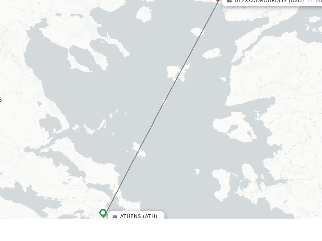Flights from Athens to Alexandroupolis route map