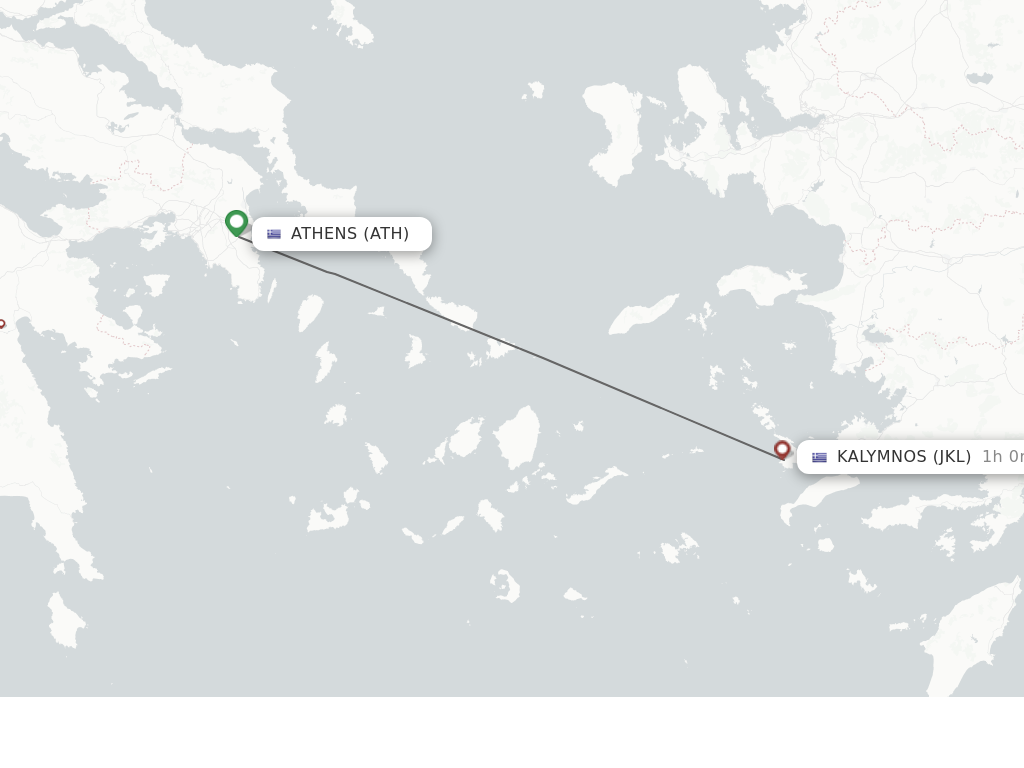 Flights from Athens to Kalymnos route map