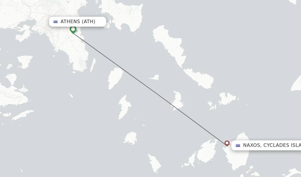 Flights from Athens to Naxos, Cyclades Islands route map