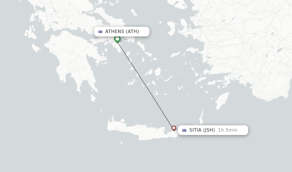 Flights from Athens to Sitia route map
