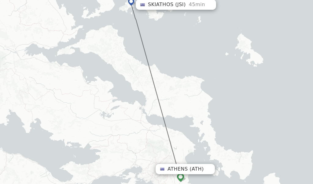 Flights from Athens to Skiathos route map