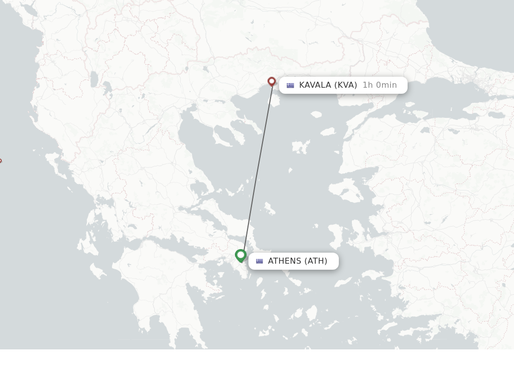 Flights from Athens to Kavala route map